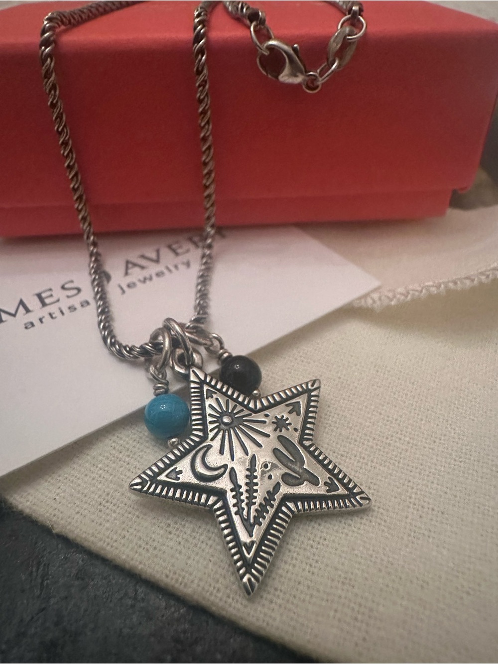 James Avery Western Sky Star ~ Cactus, Sun, Moon W/2 Glass Beads-18”RevRope